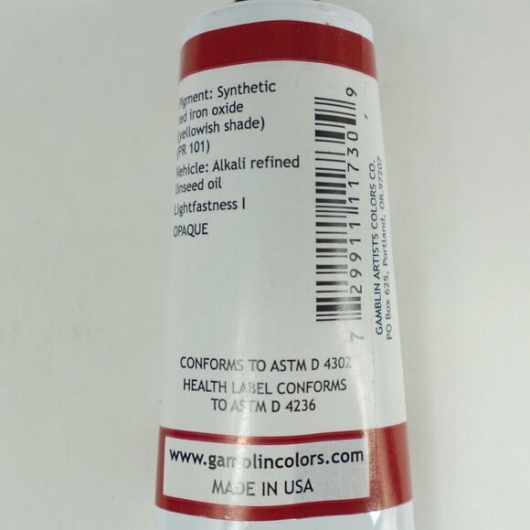 Gamblin Artist Oil Colors Venetian Red 37ml Series 3 - Picture 4 of 4